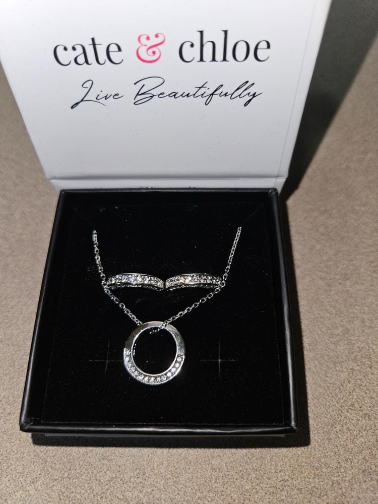 Customer photo review of Viviana 18k White Gold Plated Hoop Pendant Necklace with Swarovski Crystals