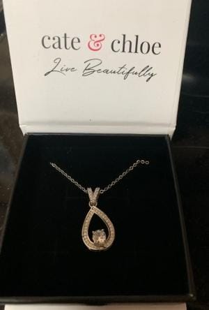 Customer photo review of Arabella 18k White Gold Plated Teardrop Necklace with Simulated Diamond Crystals