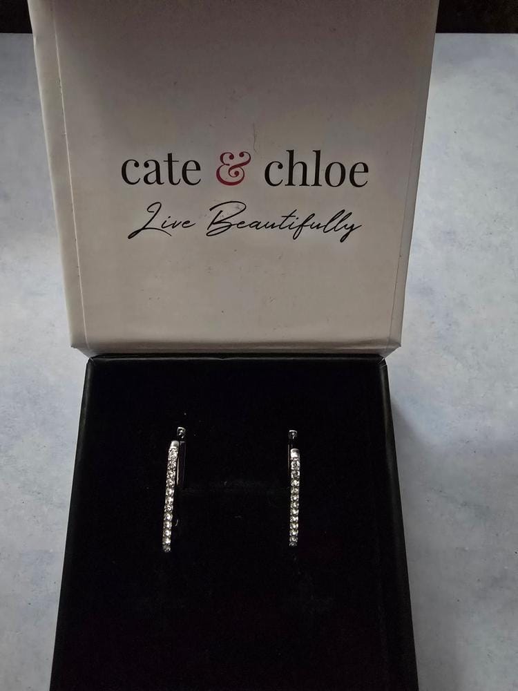 Customer photo review of Nadia 18k White Gold Plated 24mm Hoop Earrings with Swarovski Crystals