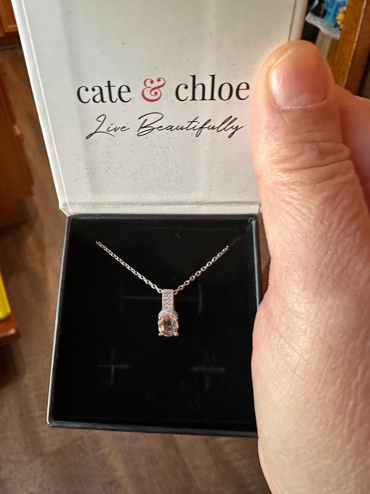 Customer photo review of Laya 18k White Gold Plated Pendant Necklace with Swarovski Crystals