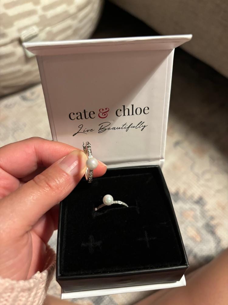 Customer photo review of Nyla, Daphne, Aspen 18k White Gold Plated Earrings for Women (3 Pair Set)