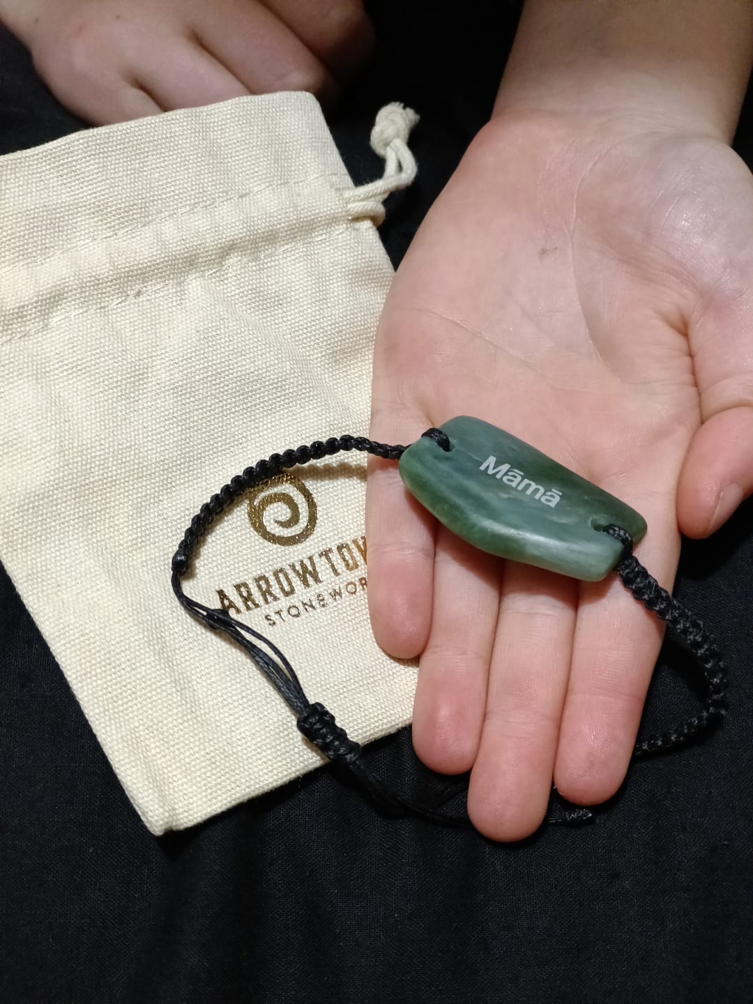 Customer photo review of Engraved Greenstone Bracelet