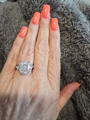 Customer photo review of Romantic 6.0Ct Cushion Cut Three Stone Engagement Ring Promise Rings For Women