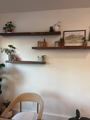 Customer photo review of RECLAIMED WOOD FLOATING SHELVES