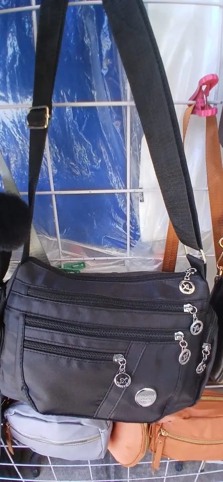 Customer photo review of Nylon Crossbody Bag Multi-Compartment — Black | KIMLUD