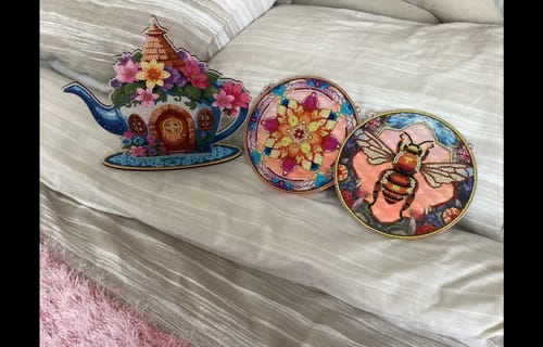 Customer photo review of Flower Teapot Crystal Art Wooden Decoration Kit