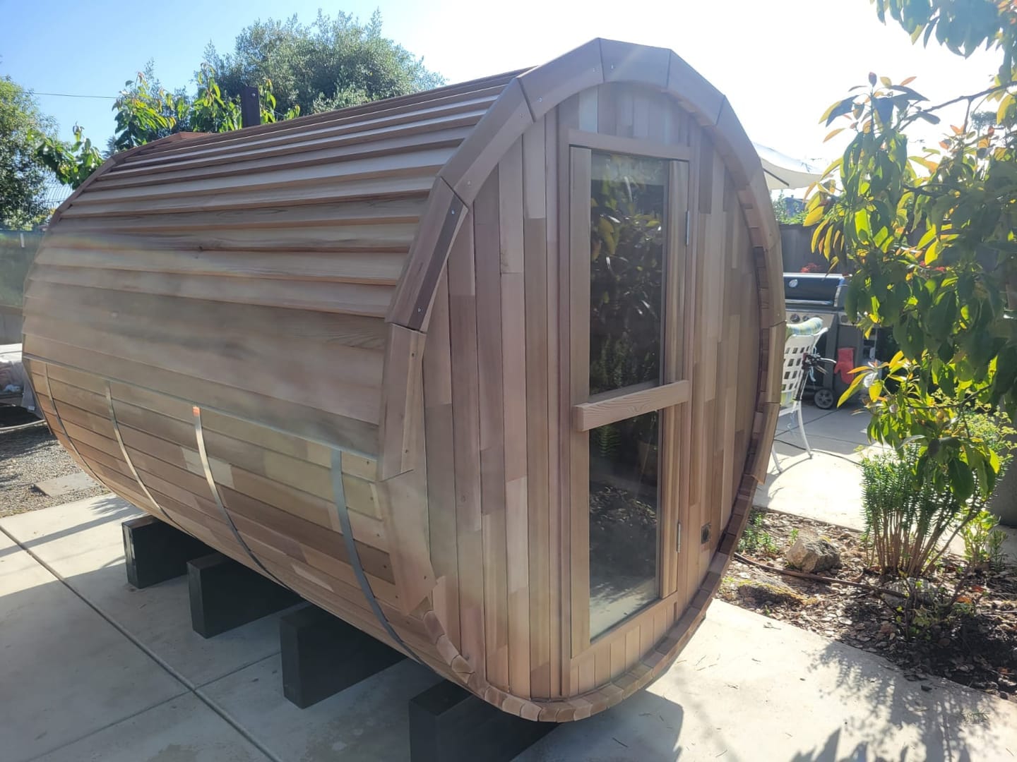 Customer photo review of Smartmak® 6-8 people Barrel Sauna with Panoramic View  - Barrel 7