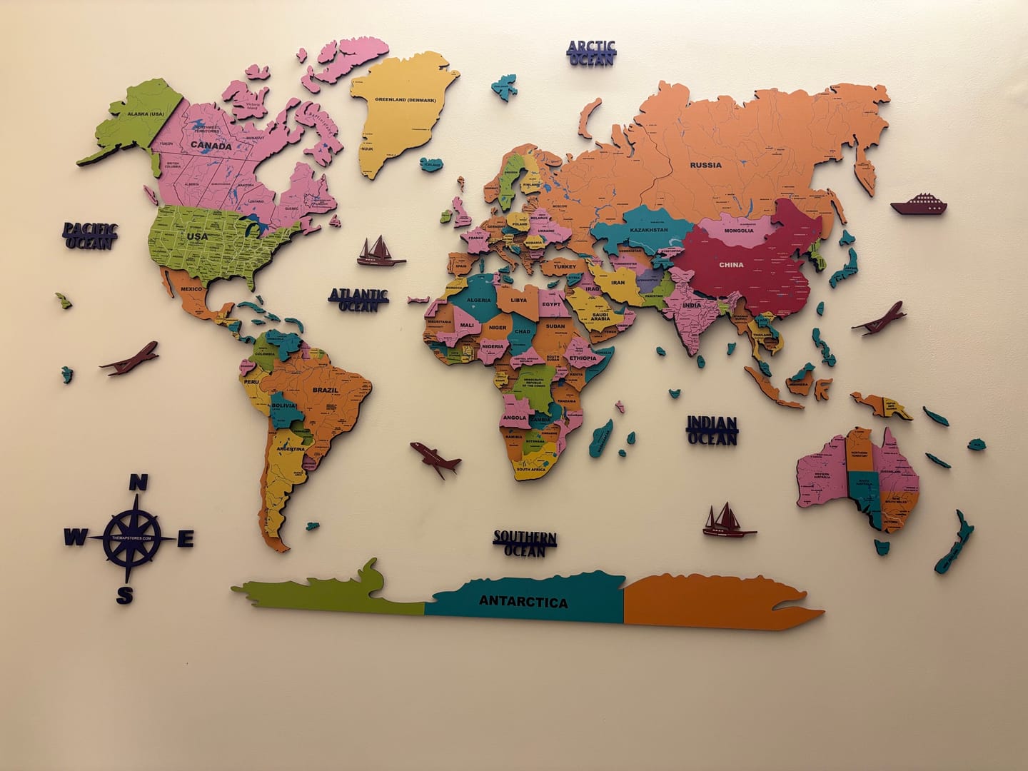 Customer photo review of 3D Colorful Wooden World Map for wall