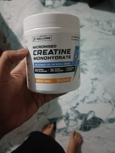 Customer photo review of Wellcore - Micronised Creatine Monohydrate (83 Servings, Tropical Tango) + Premium Steel Shaker