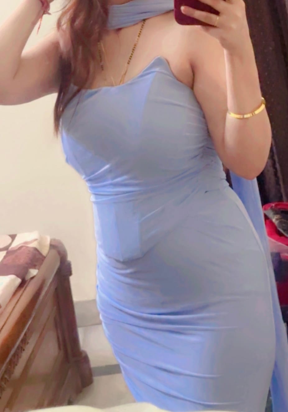Customer photo review of Alara Summer 2 Pcs Set - Set of Top And Skirt With Scarf In Sky Blue