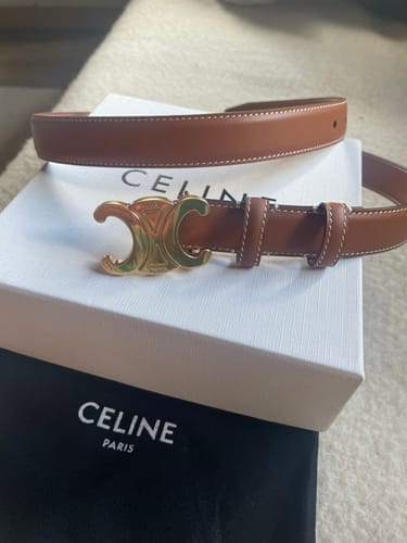 Customer photo review of MEDIUM TRIOMPHE BELT 25MM BRONZE BROWN LEATHER GOLD HARDWARE