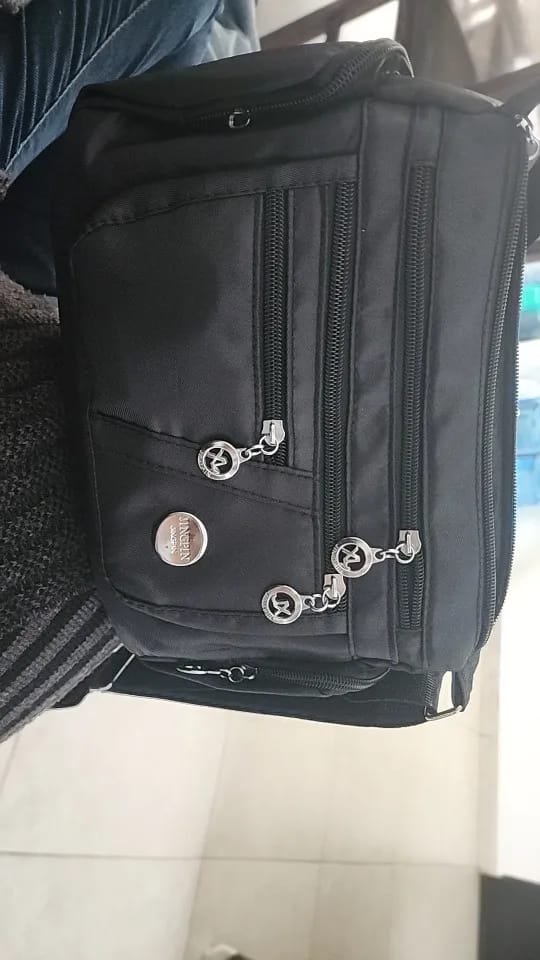 Customer photo review of Nylon Crossbody Bag Multi-Compartment — Black | KIMLUD