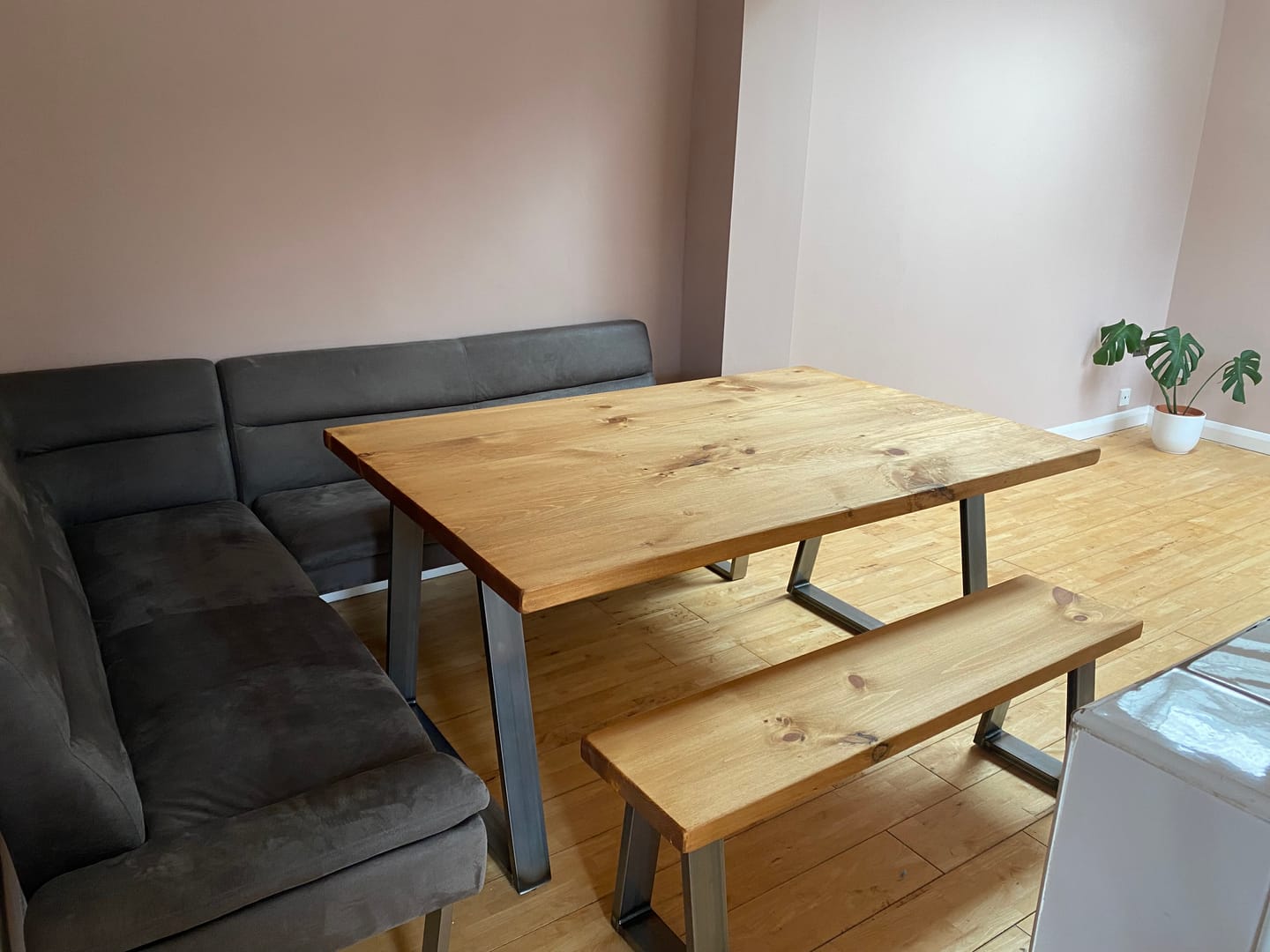 Customer photo review of Industrial Dining Table with Trapezium Leg