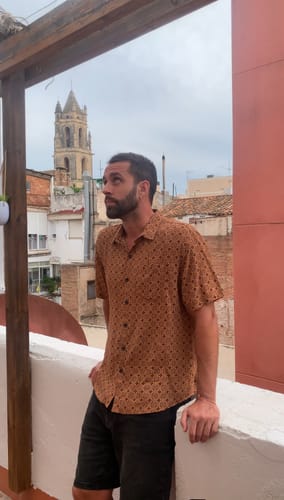 Customer photo review of Chemise boutonnée vintage à manches courtes pour hommes