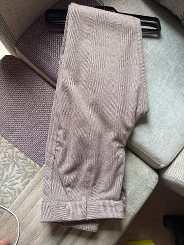 Customer photo review of Heritage herringbone trousers men – tailored fit