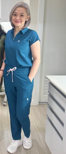 Customer photo review of Tapered MoveTech® Scrub Pants - Women / Pacific Tide