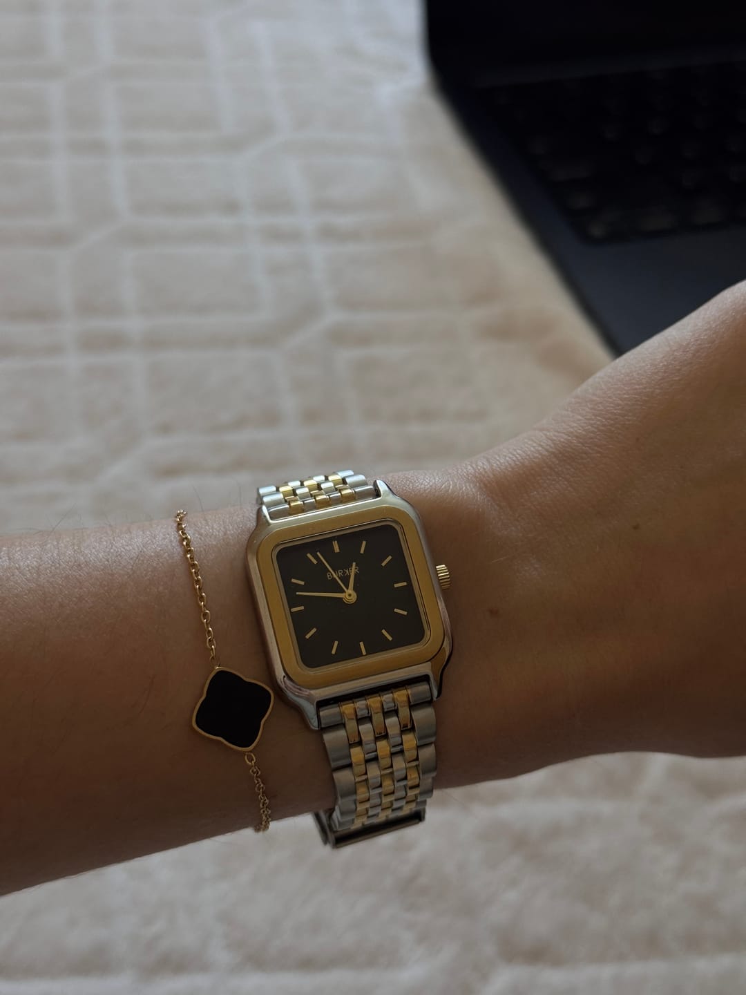 Customer photo review of Flora Gold Black Bracelet