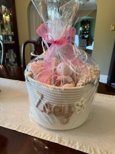 Customer photo review of Baby Knits™ Personalized Knitted Basket
