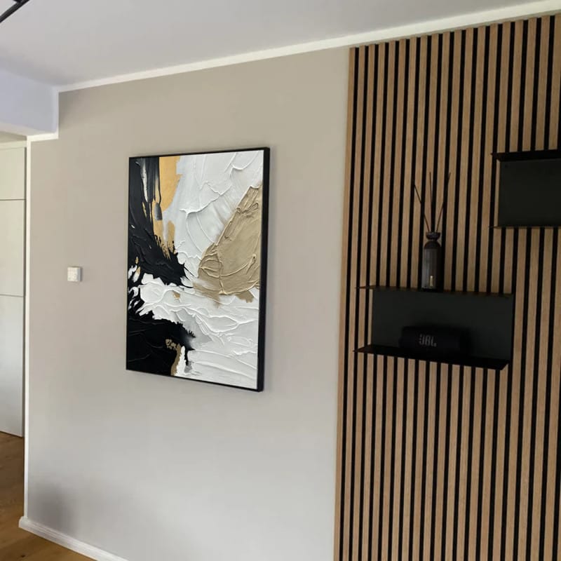 Customer photo review of Black and White Minimalist Textured Canvas #MT076