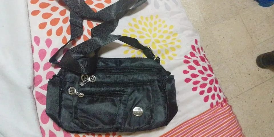 Customer photo review of Nylon Crossbody Bag Multi-Compartment — Black | KIMLUD
