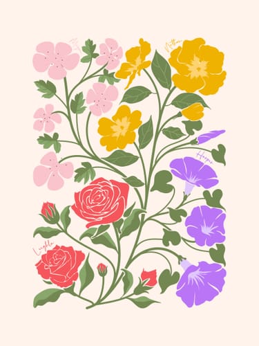 Customer photo review of 'In Bloom' Family Birth Flower Illustration