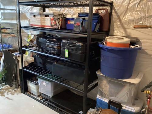 Customer photo review of REIBII Garage Shelving 60"W Adjustable Heavy Duty Metal Shelving Rust-Resistant Garage Organization for Warehouse, Basement,Workshop