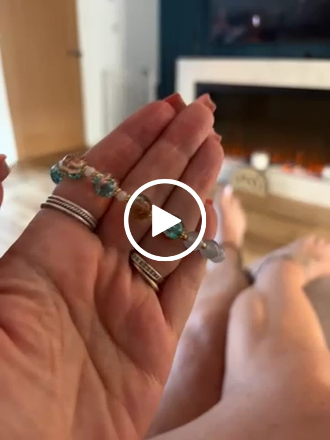 Customer video review of Buddha Stones Natural Blue Crystal Amethyst Chalcedony Flower Healing Bracelet