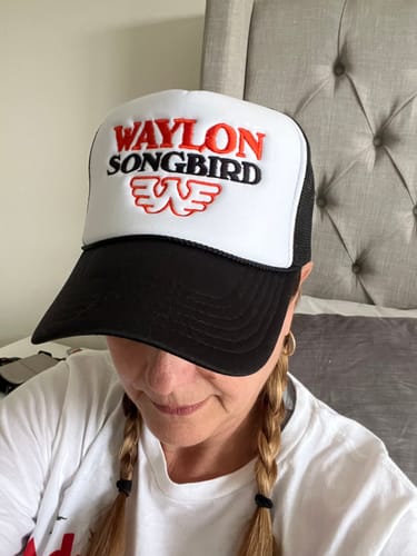 Customer photo review of Songbird Embroidered Trucker Hat
