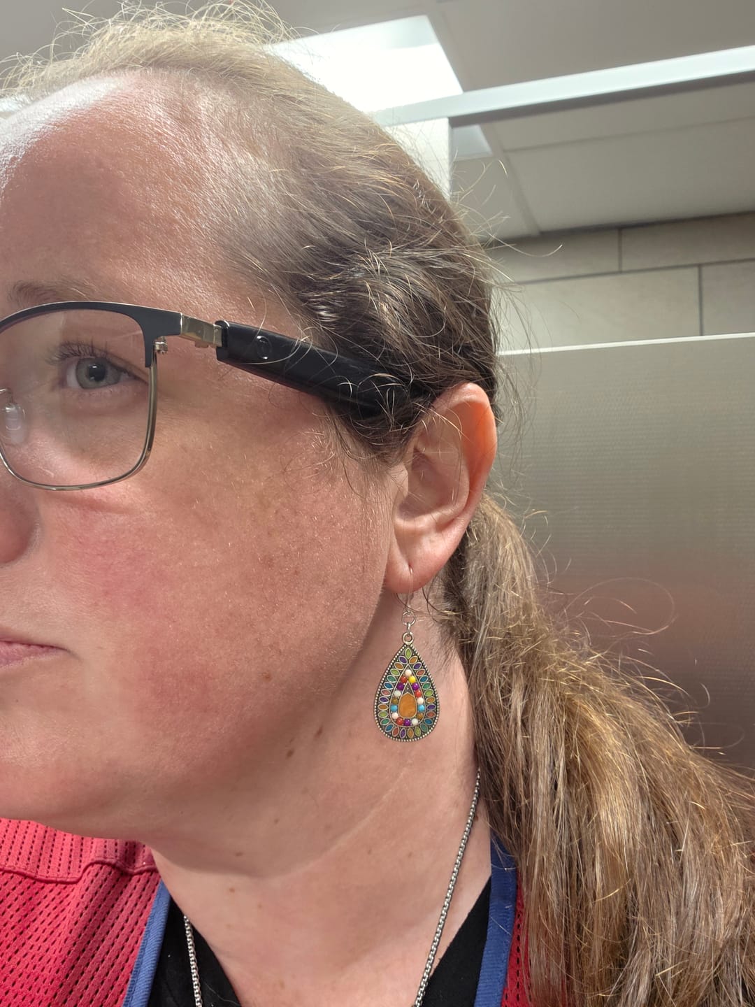 Customer photo review of Metallic Mountain Dangles Hypoallergenic Earrings for Sensitive Ears Made with Plastic Posts