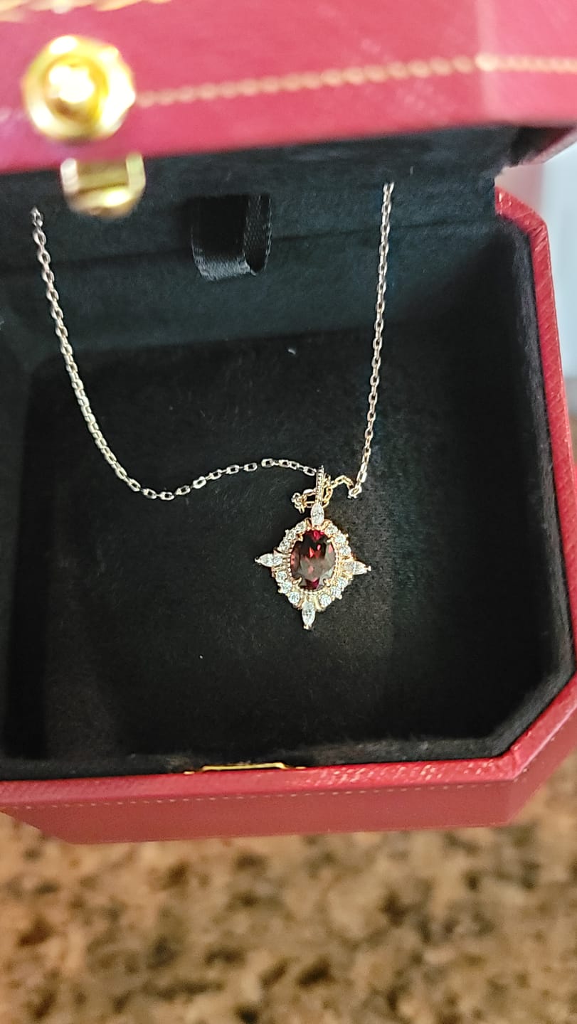 Customer photo review of Claire Garnet Diamond Necklace