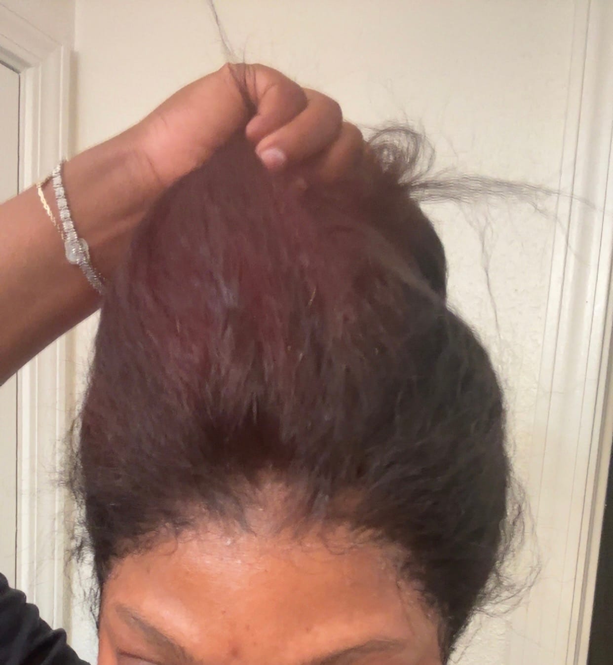 Customer photo review of Undetectable Skin Melt Clear Lace Kinky Straight Brazilian 13 x 6 Lace Front Wig LFC08