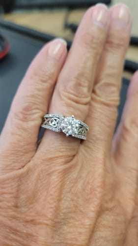 Karen L. review of Cathedral Celtic Moissanite Wide Band Engagement Ring image 1 out of 1