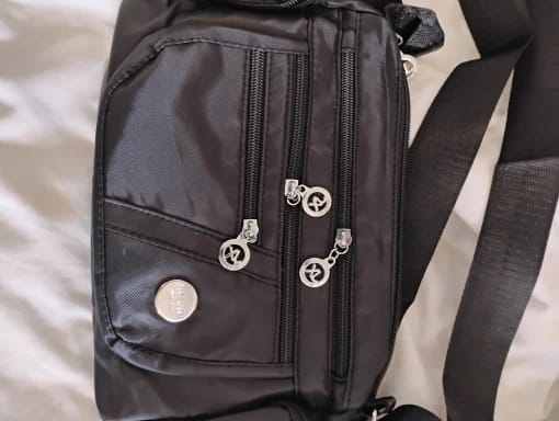 Customer photo review of Nylon Crossbody Bag Multi-Compartment — Black | KIMLUD
