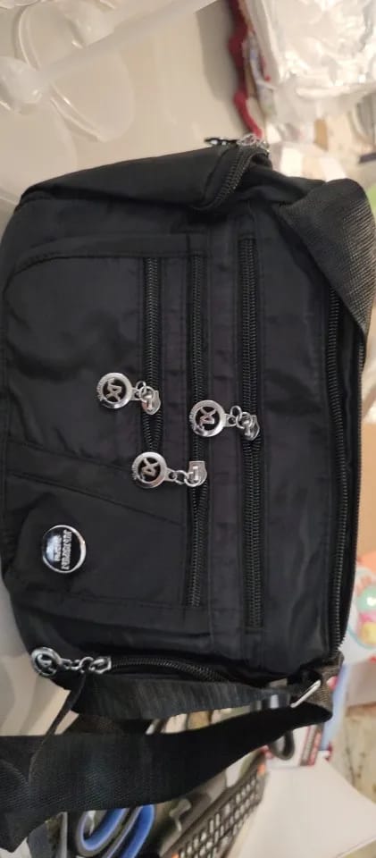 Customer photo review of Nylon Crossbody Bag Multi-Compartment — Black | KIMLUD