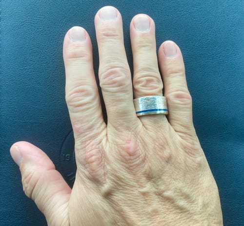 Customer photo review of Thin Blue Line Morgan Coin Ring