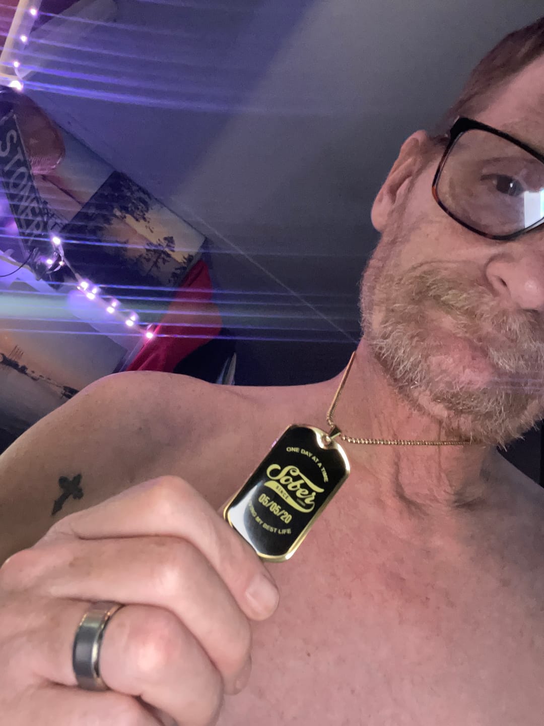 Customer photo review of Sobriety Gift | Dog Tag with Personalized 'Sober Since' Date