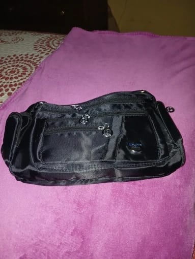 Customer photo review of Nylon Crossbody Bag Multi-Compartment — Black | KIMLUD