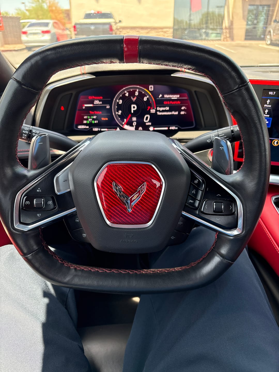 Customer photo review of C8 2020+ Chevy Corvette Steering Wheel Airbag Center Carbon Fiber Cover