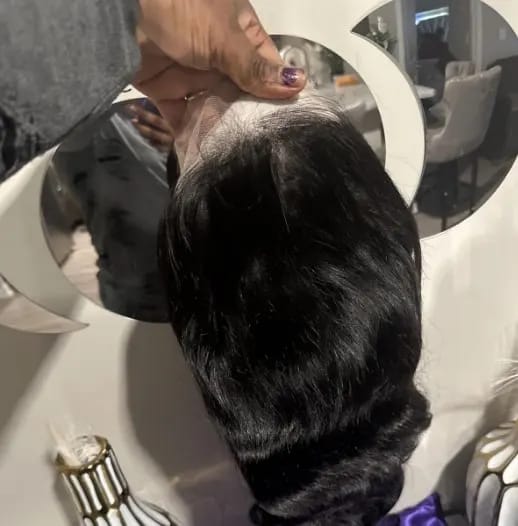 Customer photo review of Brazilian Remy Body Wave Lace Front Wig 13x6 13x4 Transparent — Deep Ebony Black | KIMLUD