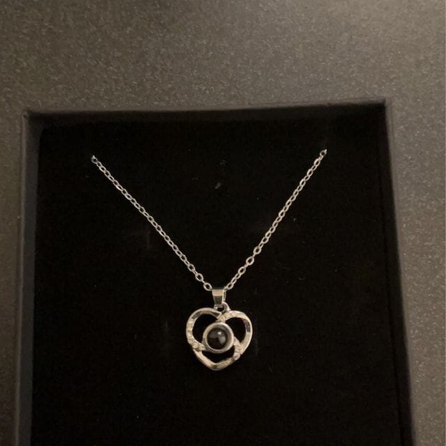 Customer photo review of Personalized Photo Projection Necklace