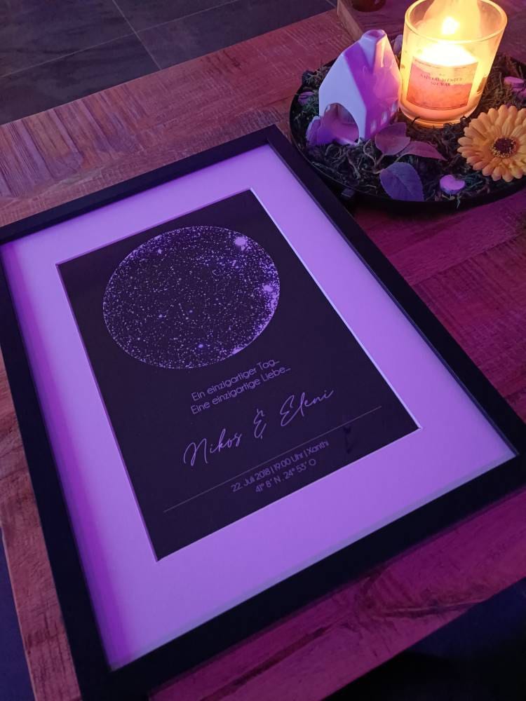 Customer photo review of Personalisierte Sternenkarte - Die Nacht in der unsere Reise begann