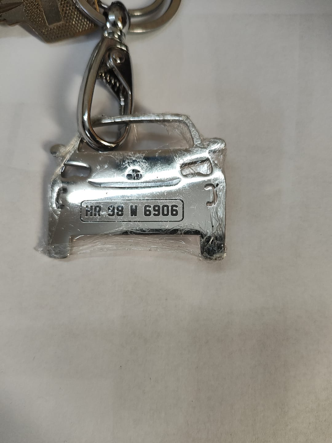 Customer photo review of Personalised Number Plate Car Keychain