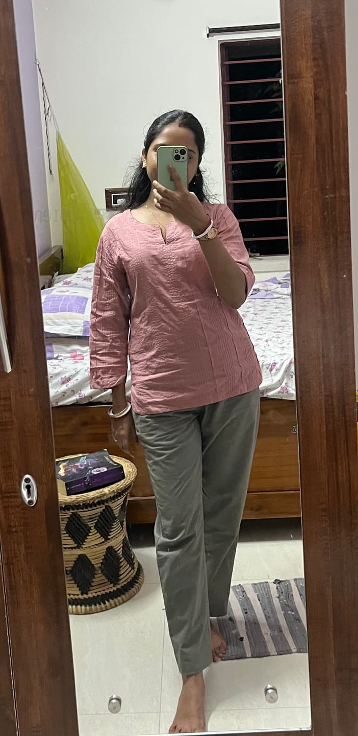 Customer photo review of Rose Taupe Everyday Cotton Top