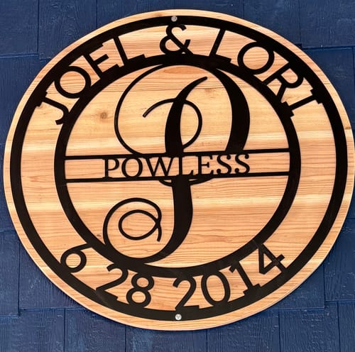 Customer photo review of Elaborate Name - Steel Sign