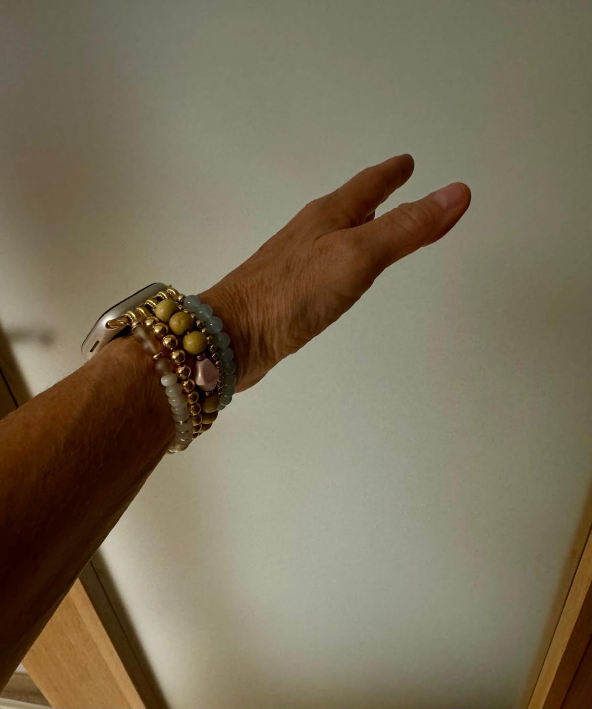 Customer photo review of Apricot Mist Stretch Apple Watch Strap