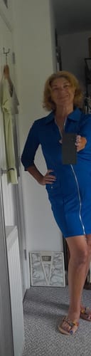 Customer photo review of Lapel Solid Color Zipper Long Sleeve Dress