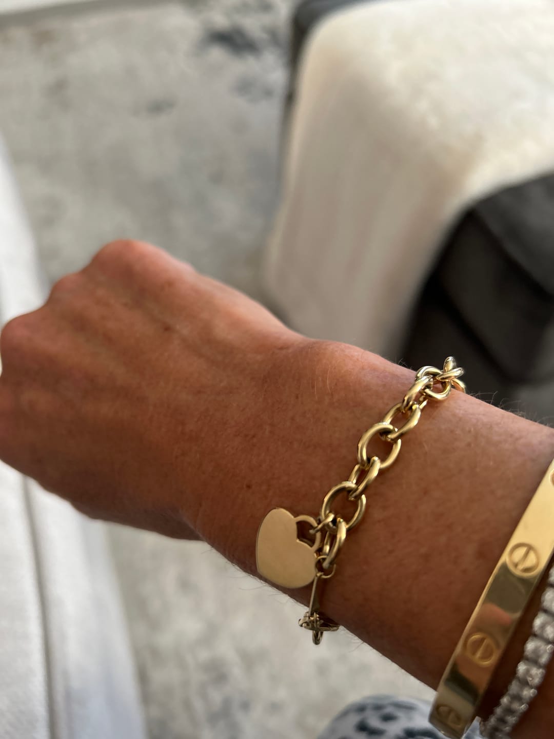 Customer photo review of Classic Chunky Engravable Heart Bracelet