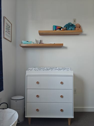 Customer photo review of White Oak Floating Shelves