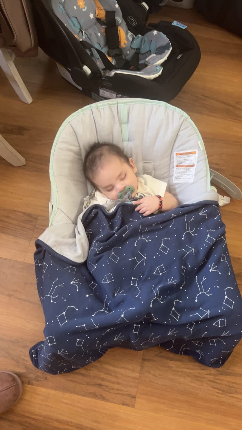 Customer photo review of 4 Season® Stroller Merino Wool & Organic Cotton Baby Blanket, 40" x 31.5", Night Sky™