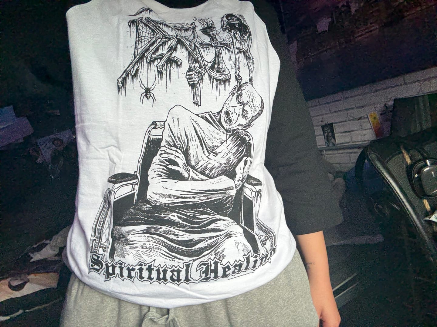 Customer photo review of Death - Spiritual Healing x Riddickart 35th Anniversary - Raglan Shirt (Limited Edition)